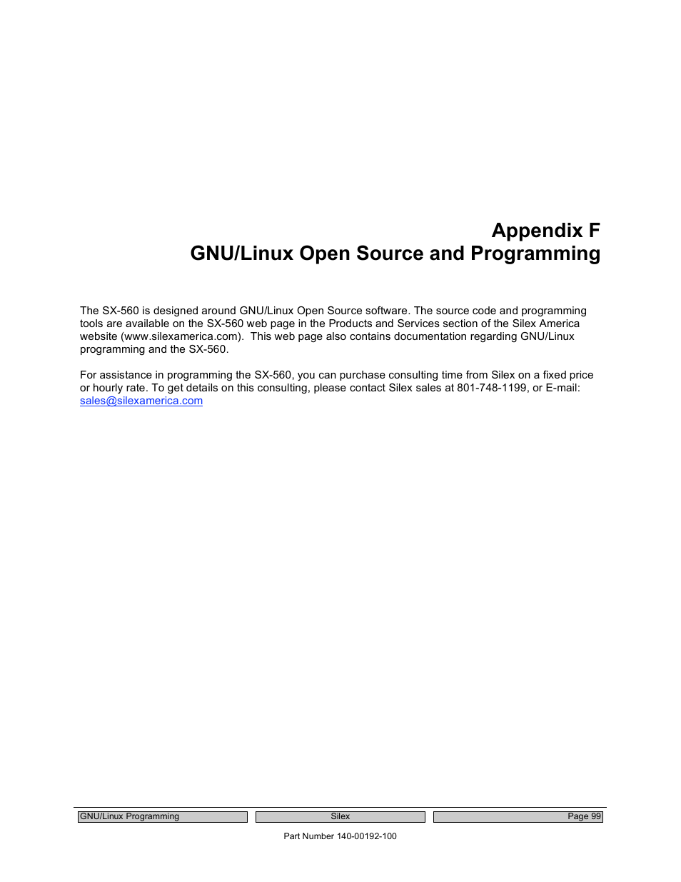 Appendix f gnu/linux open source and programming | Silex technology Embedded Intelligent Module SX-560 User Manual | Page 105 / 110