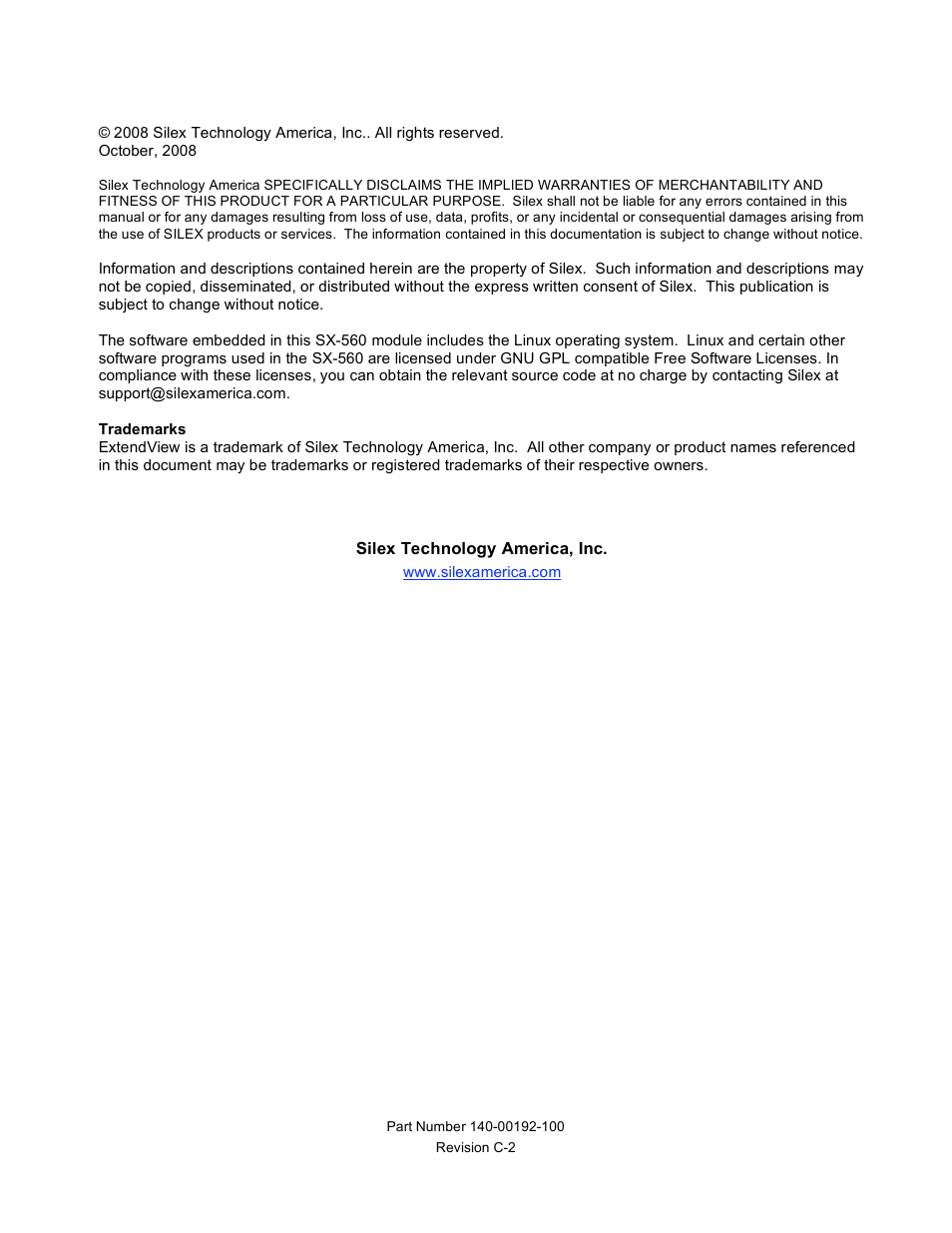 Silex technology Embedded Intelligent Module SX-560 User Manual | Page 2 / 110