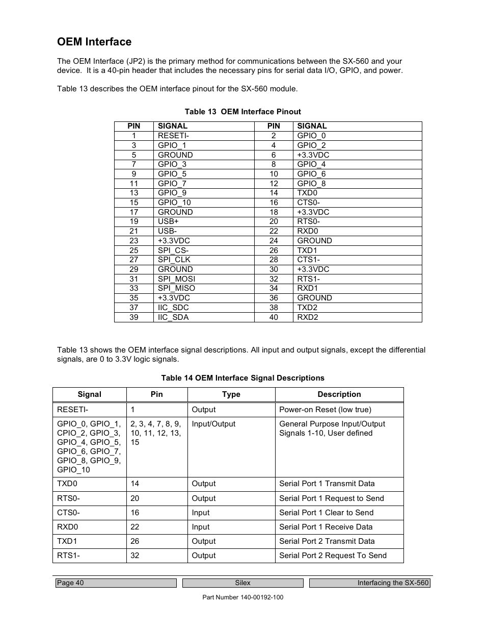 Oem interface | Silex technology Embedded Intelligent Module SX-560 User Manual | Page 46 / 110
