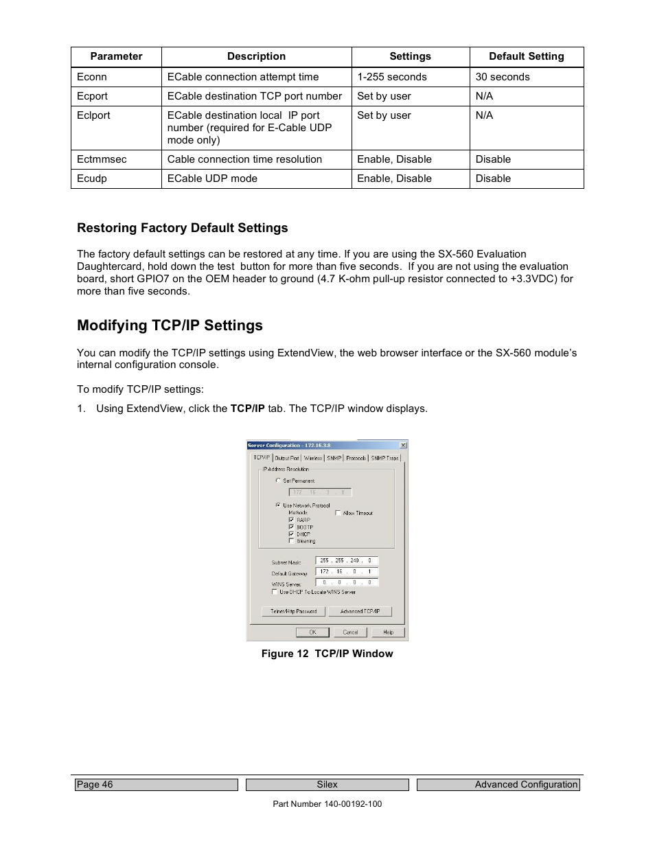Modifying tcp/ip settings | Silex technology Embedded Intelligent Module SX-560 User Manual | Page 52 / 110