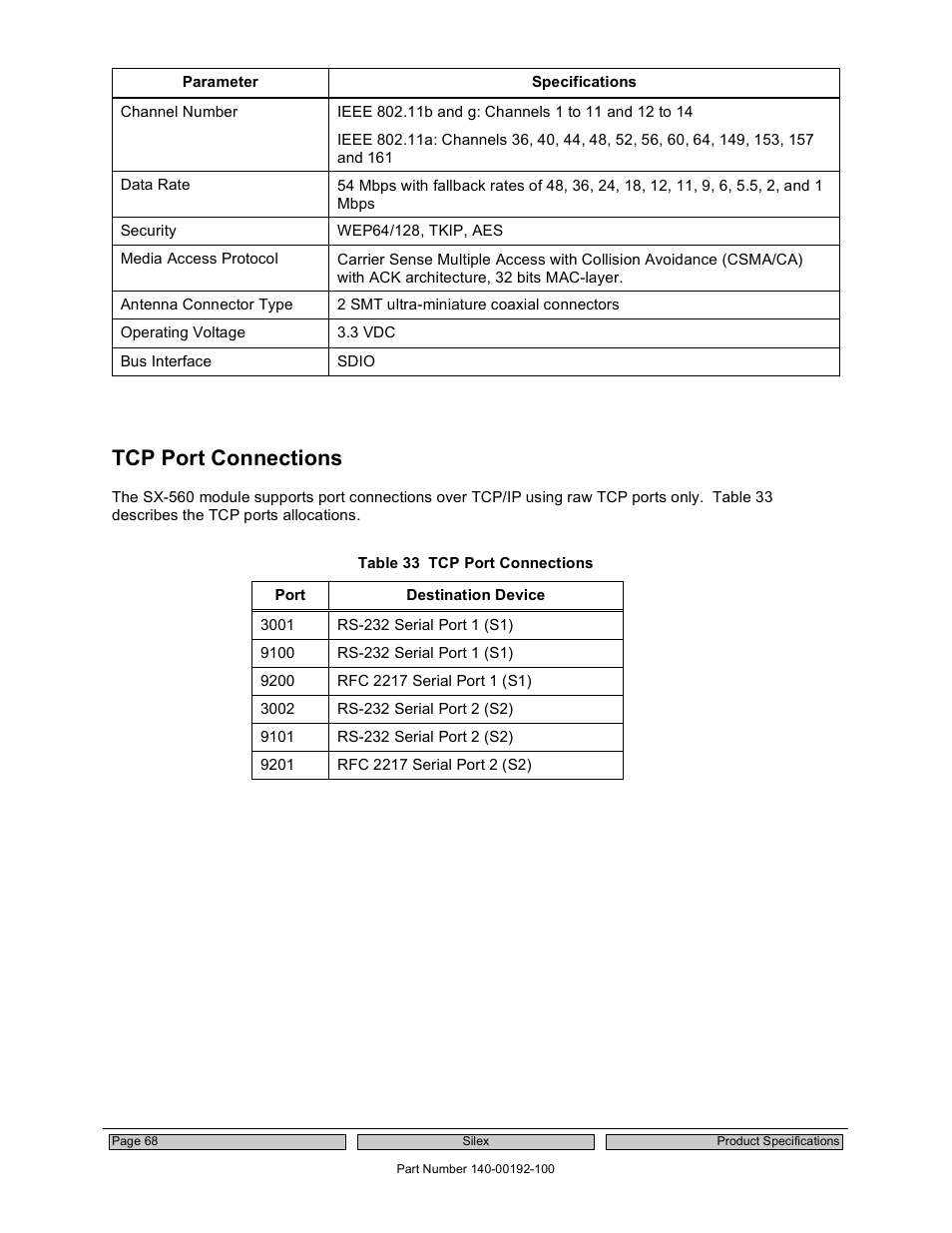 Tcp port connections | Silex technology Embedded Intelligent Module SX-560 User Manual | Page 74 / 110