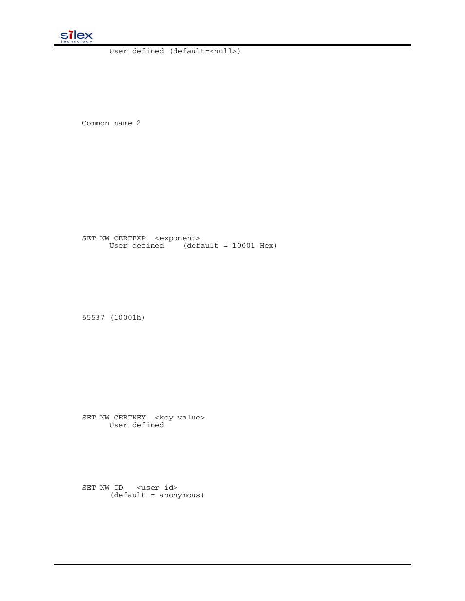 User’s guide, Sh nw certcn2, Set nw certexp | Sh nw certexp, Set nw certkey, Set nw id, Sh nw id | Silex technology SX-200 User Manual | Page 42 / 80