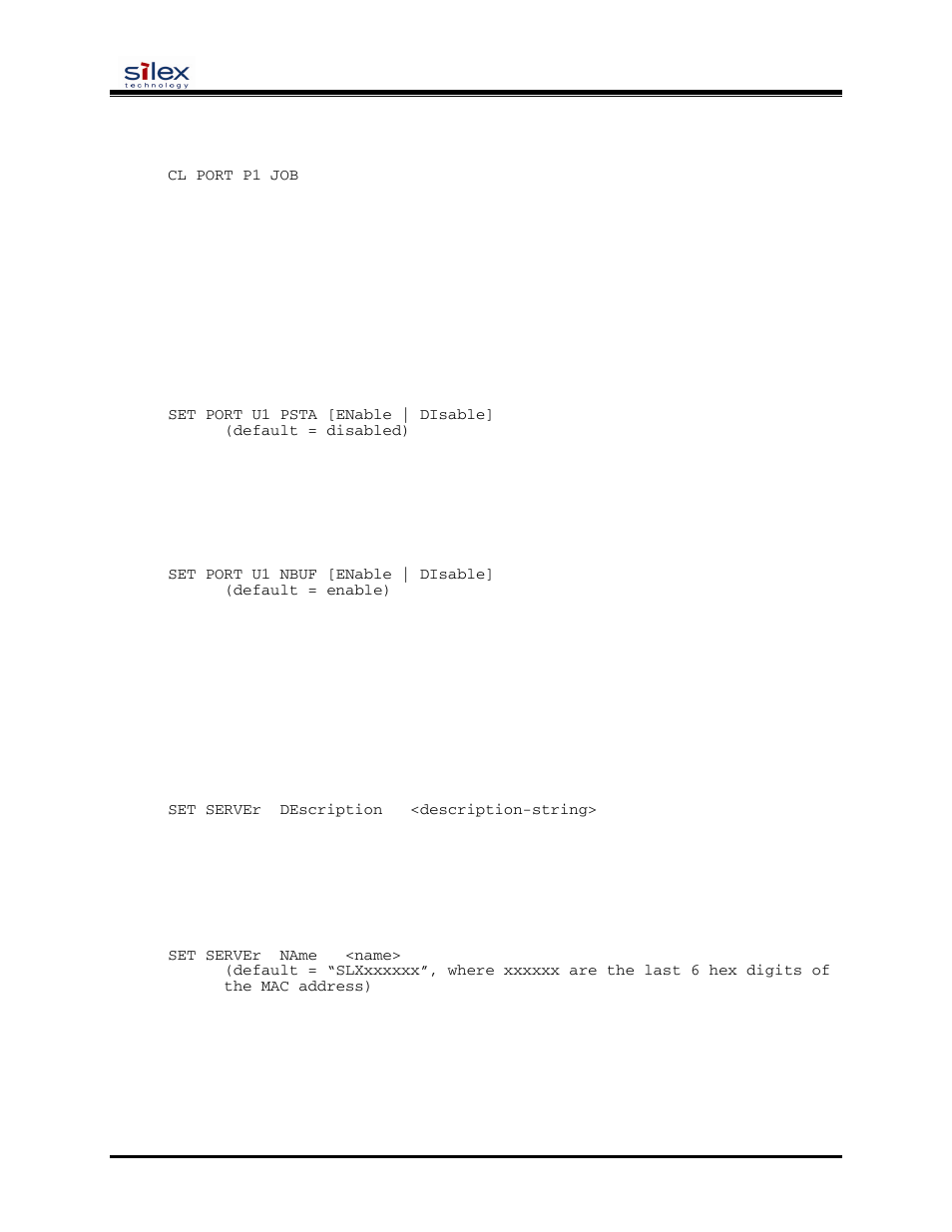 Server information commands, User’s guide, Usb port commands | Set server description, Set server name, Set snmp getcomm | Silex technology SX-200 User Manual | Page 50 / 80