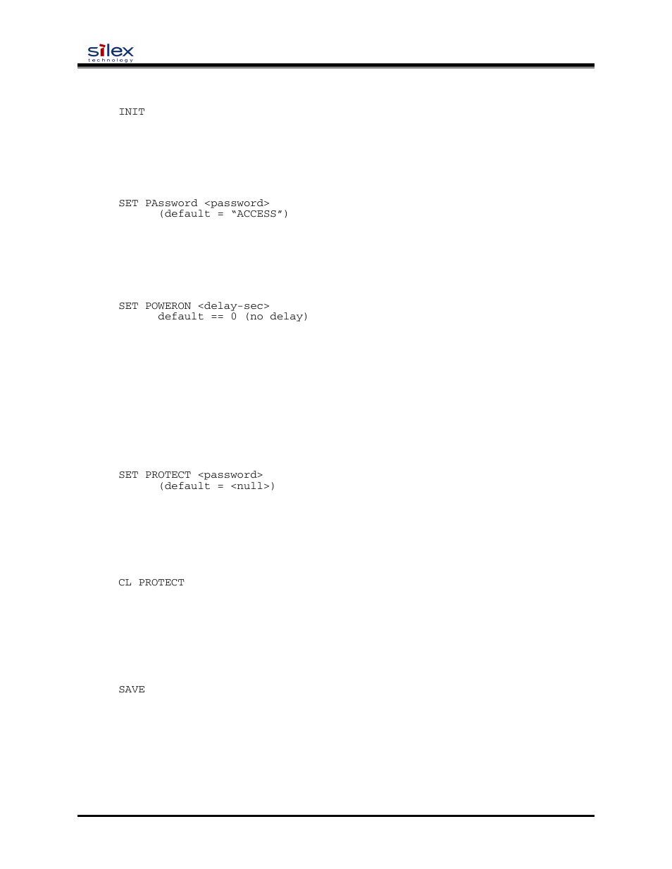 User’s guide, Set password, Set poweron | Sh poweron, Set protect, Cl protect, Save, Sh test | Silex technology SX-200 User Manual | Page 65 / 80