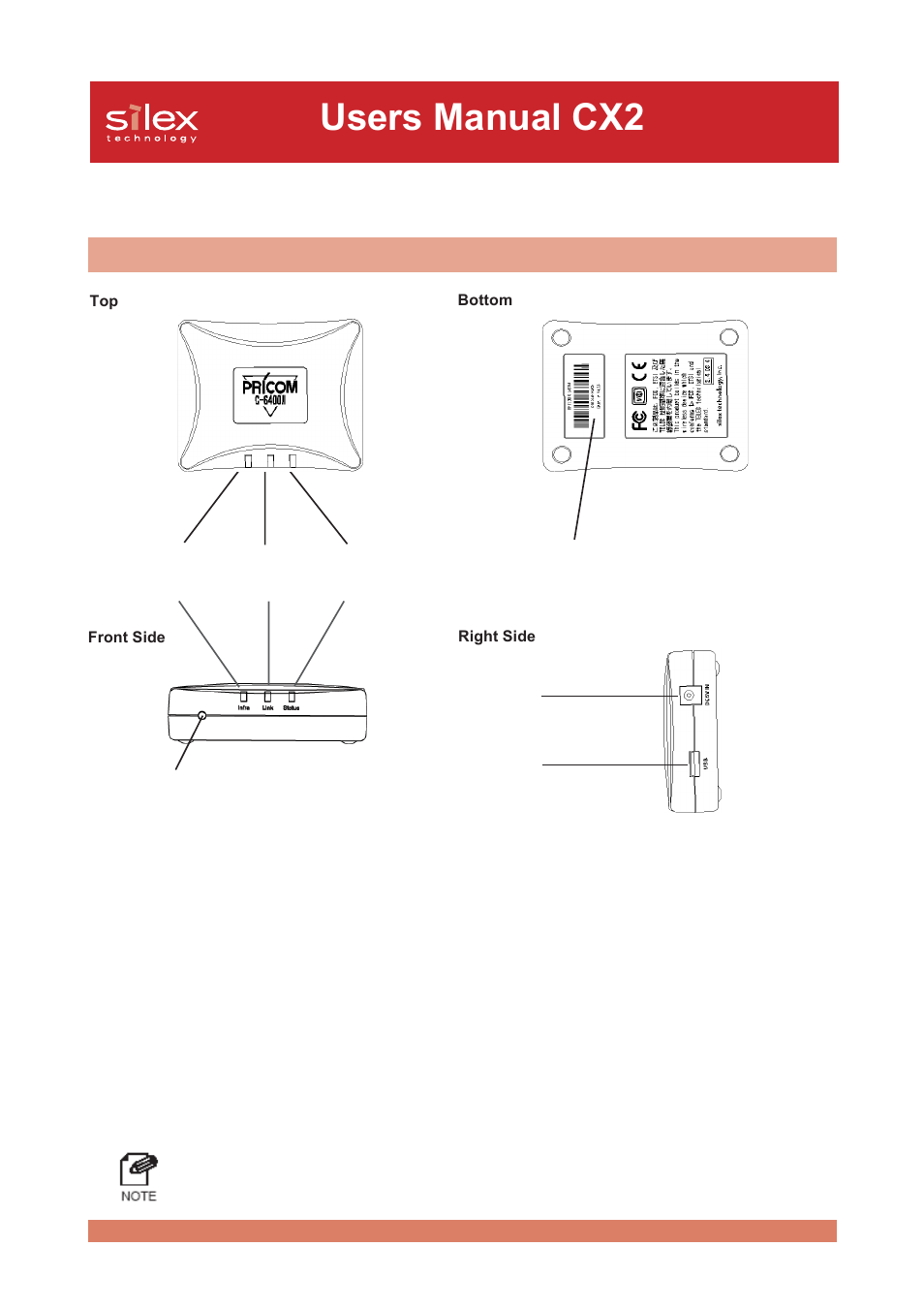 Equipment explanation, Part name and function, Users manual cx2 | Silex technology Print/Scanner/Storage Wireless Server PRICOM C-6400W User Manual | Page 15 / 101
