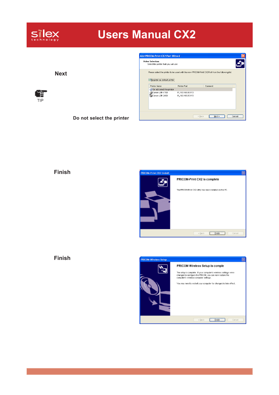 Users manual cx2 | Silex technology Print/Scanner/Storage Wireless Server PRICOM C-6400W User Manual | Page 36 / 101
