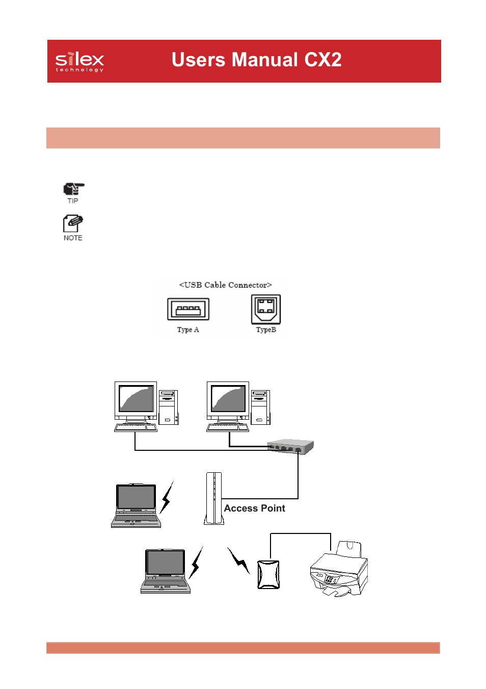 Initial set up, Connect the pricom c-6400w and usb scanner, Users manual cx2 | Silex technology Print/Scanner/Storage Wireless Server PRICOM C-6400W User Manual | Page 38 / 101