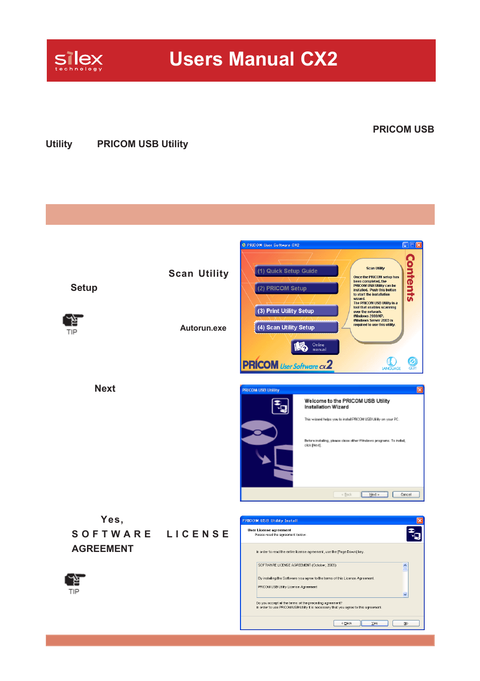 Use the scanner server, Install the pricom usb utility, Users manual cx2 | Silex technology Print/Scanner/Storage Wireless Server PRICOM C-6400W User Manual | Page 39 / 101