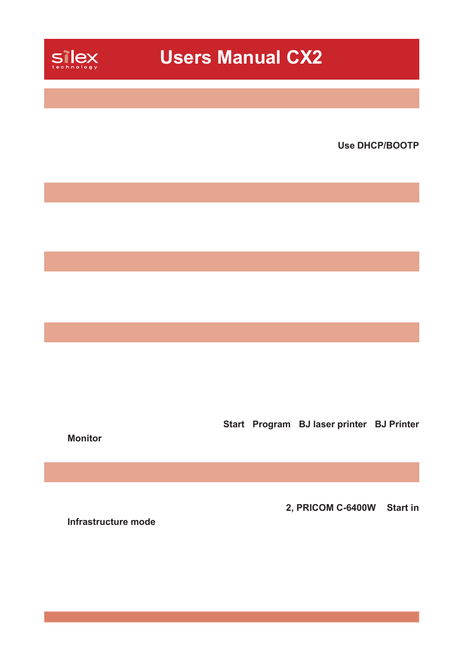 Occasionally i cannot print, I cannot print in lpr, How can i return to factory default | I cannot use the bj print monitor, I cannot configure in the adhoc mode, Users manual cx2 | Silex technology Print/Scanner/Storage Wireless Server PRICOM C-6400W User Manual | Page 61 / 101