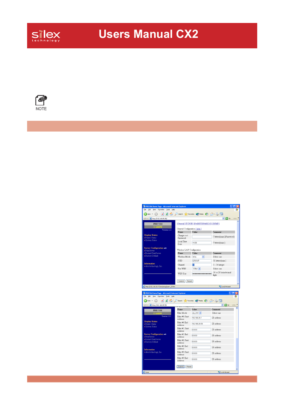 Other functions, Ip filtering, Users manual cx2 | Silex technology Print/Scanner/Storage Wireless Server PRICOM C-6400W User Manual | Page 92 / 101