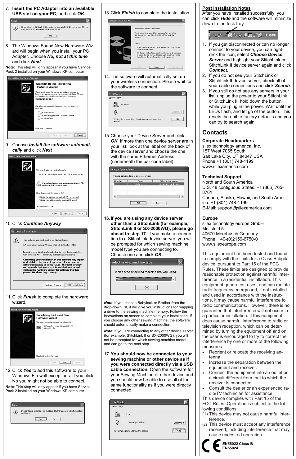 Contacts | Silex technology STITCHLINK 40190-100 User Manual | Page 2 / 2