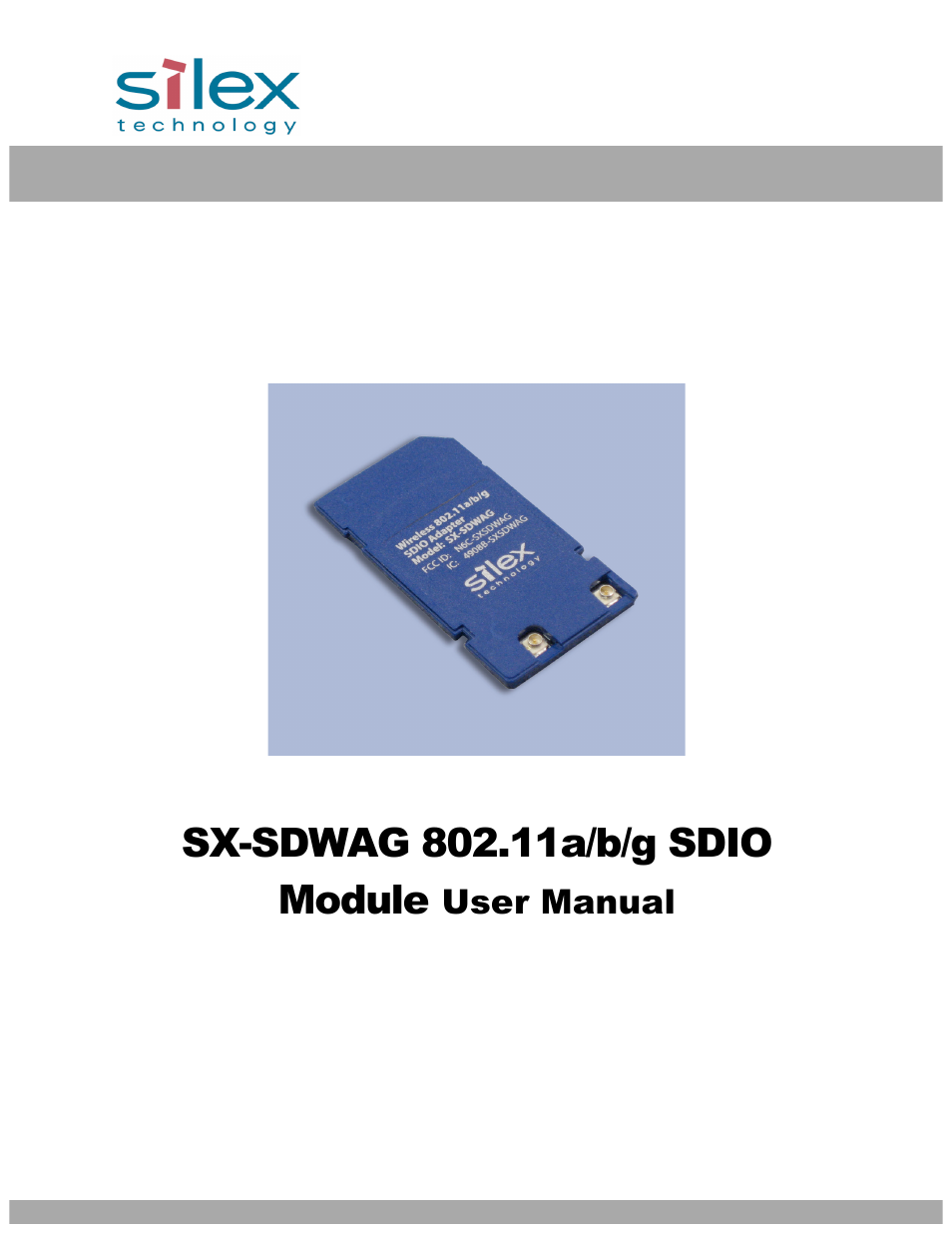 Silex technology 802.11a/b/g SDIO Module SX-SDWAG User Manual | 22 pages