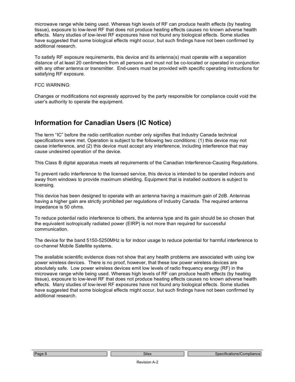 Information for canadian users (ic notice) | Silex technology 802.11a/b/g SDIO Module SX-SDWAG User Manual | Page 10 / 22