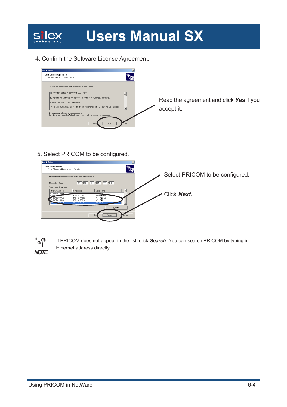 Users manual sx | Silex technology Mini Print Server PRICOM SX-300U User Manual | Page 102 / 191