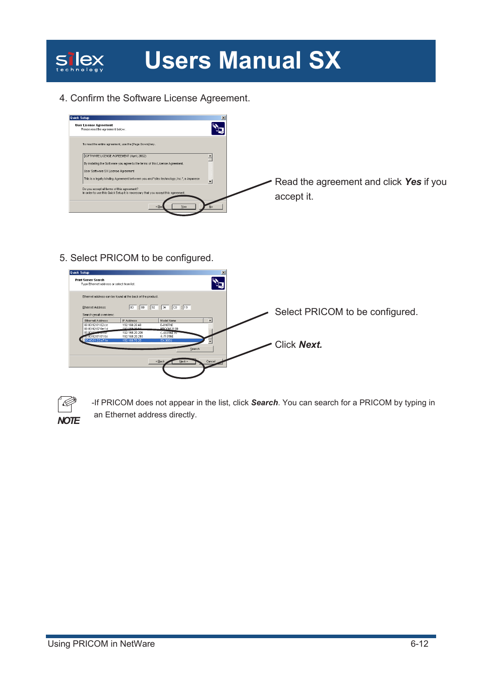 Users manual sx | Silex technology Mini Print Server PRICOM SX-300U User Manual | Page 110 / 191
