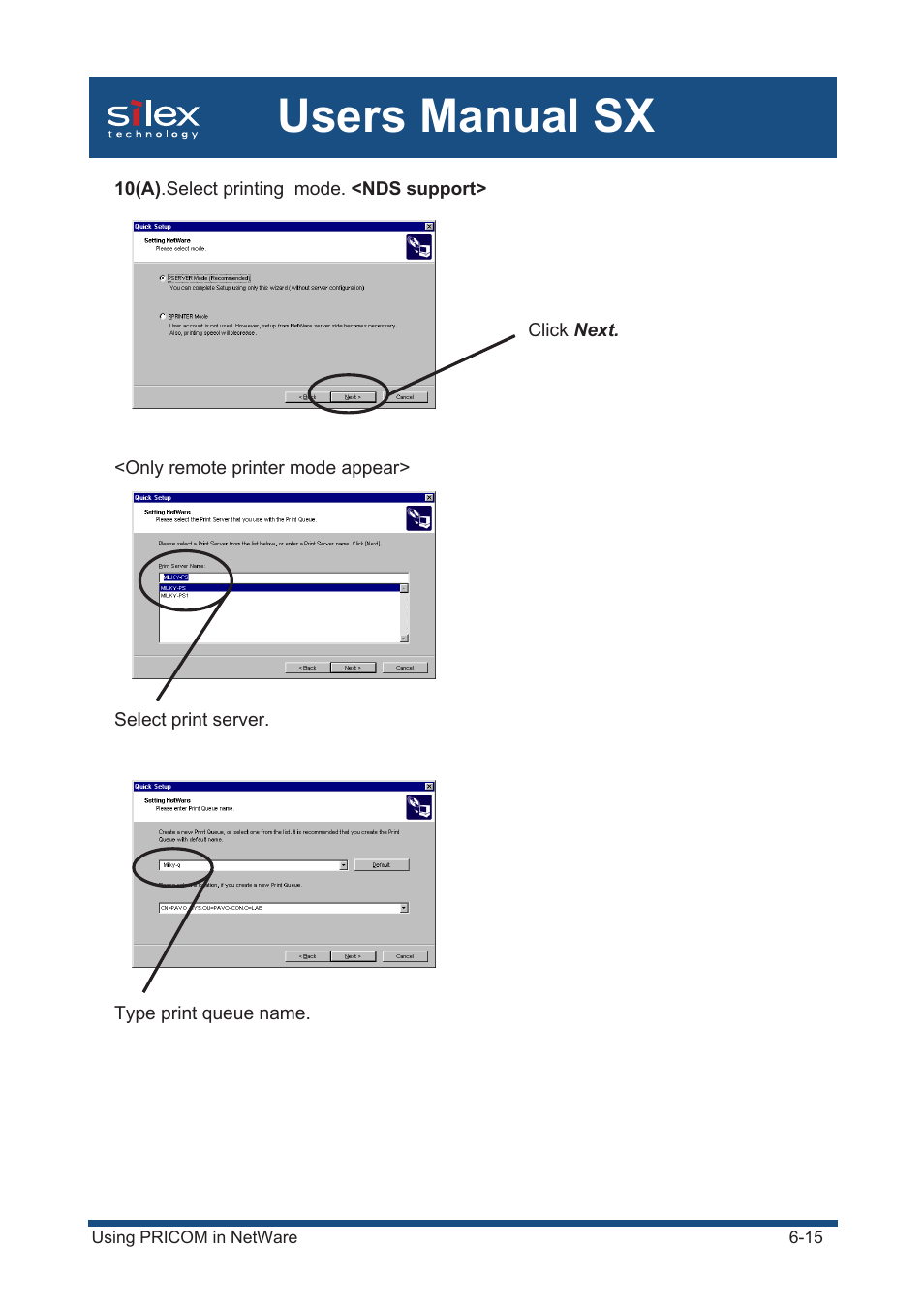 Users manual sx | Silex technology Mini Print Server PRICOM SX-300U User Manual | Page 113 / 191