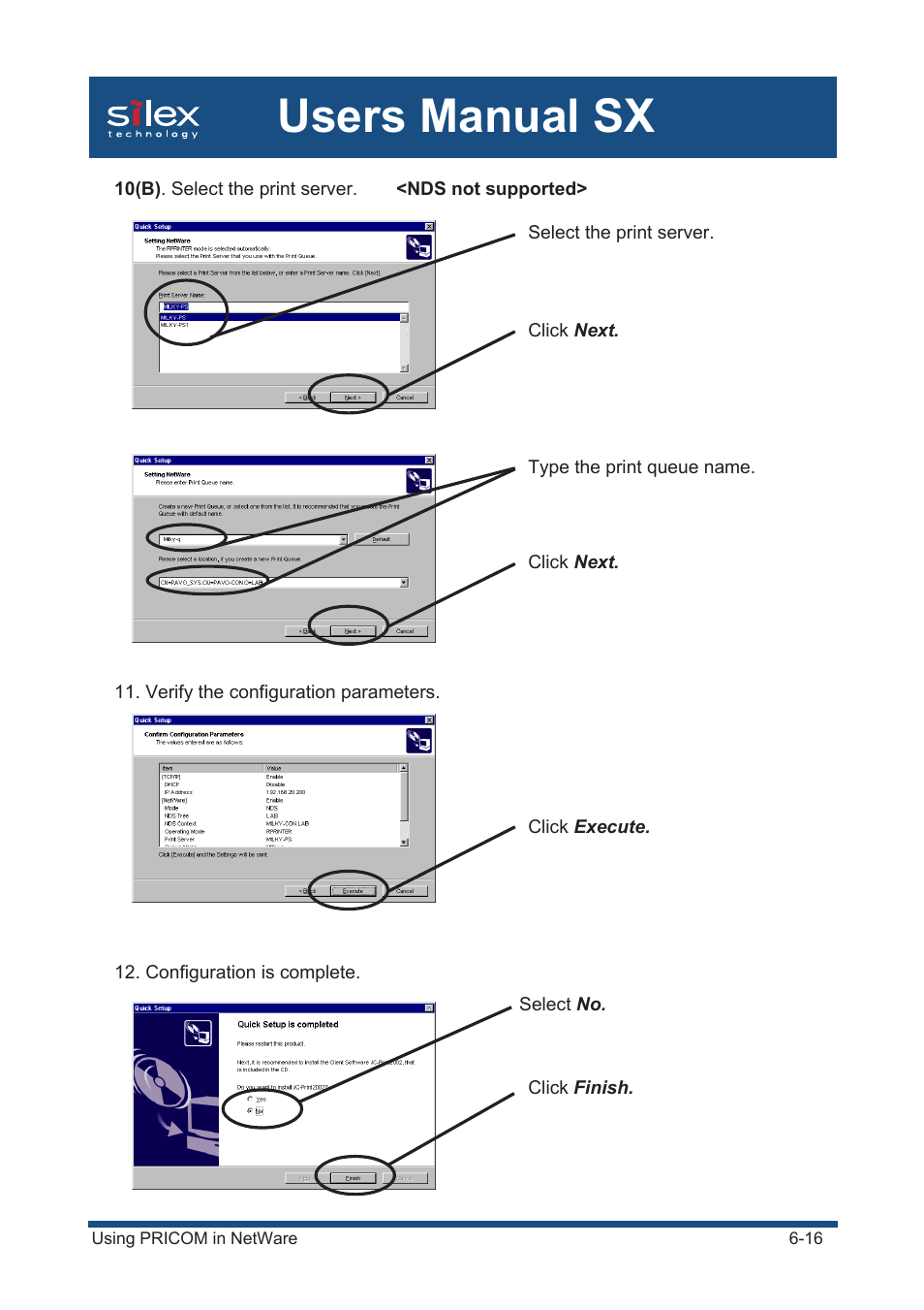 Users manual sx | Silex technology Mini Print Server PRICOM SX-300U User Manual | Page 114 / 191