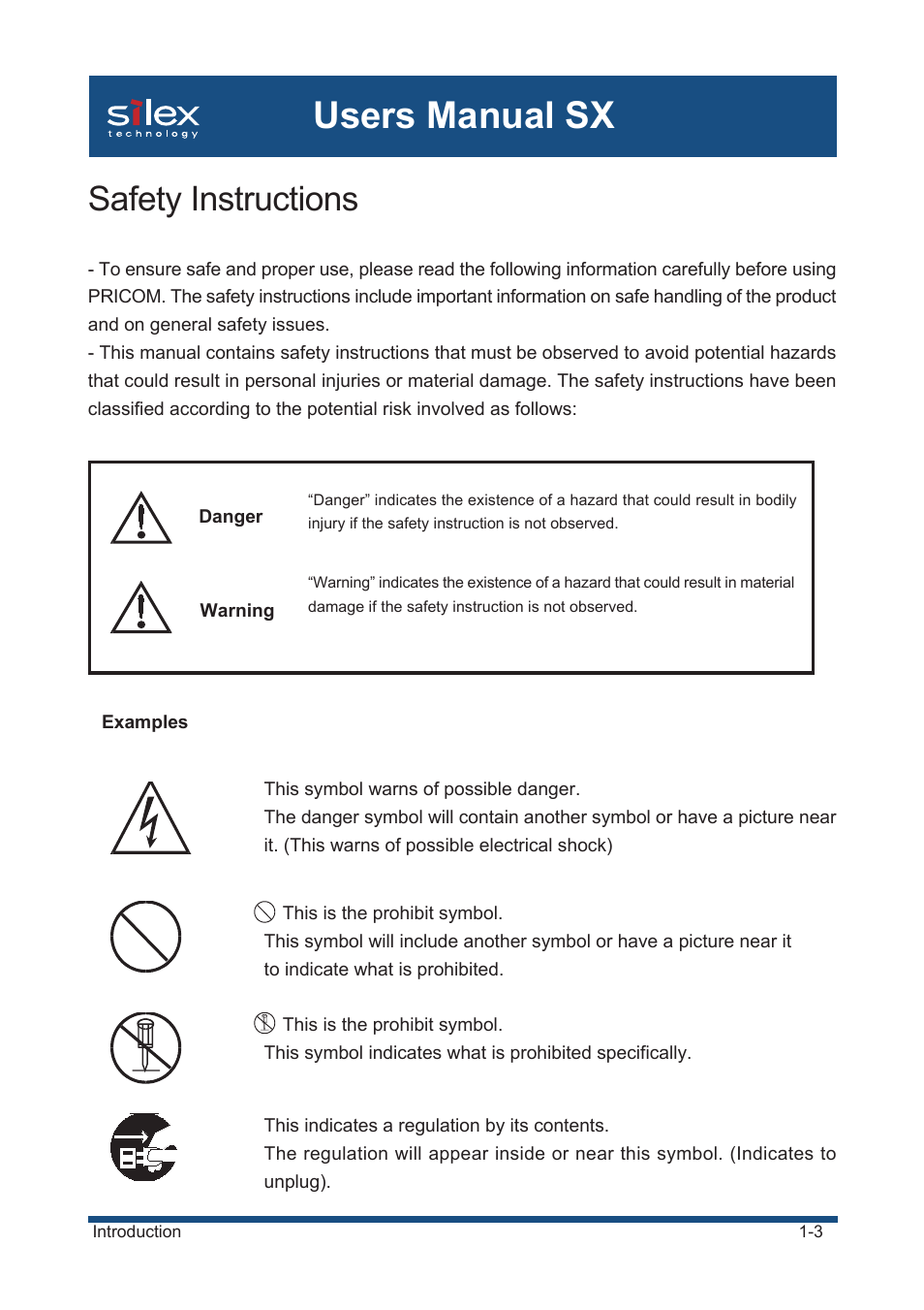 Safety instructions, Users manual sx | Silex technology Mini Print Server PRICOM SX-300U User Manual | Page 12 / 191