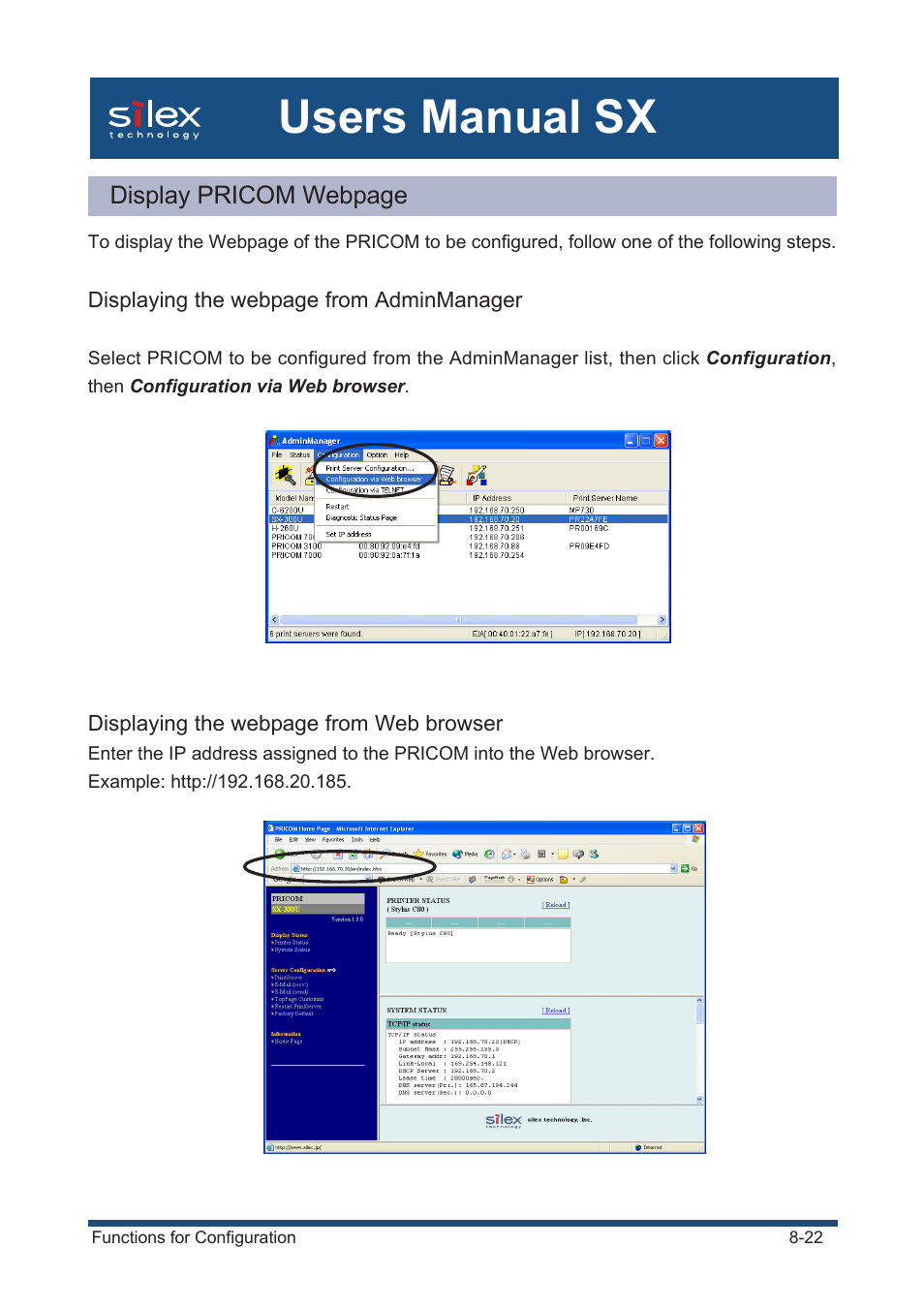 Users manual sx | Silex technology Mini Print Server PRICOM SX-300U User Manual | Page 151 / 191