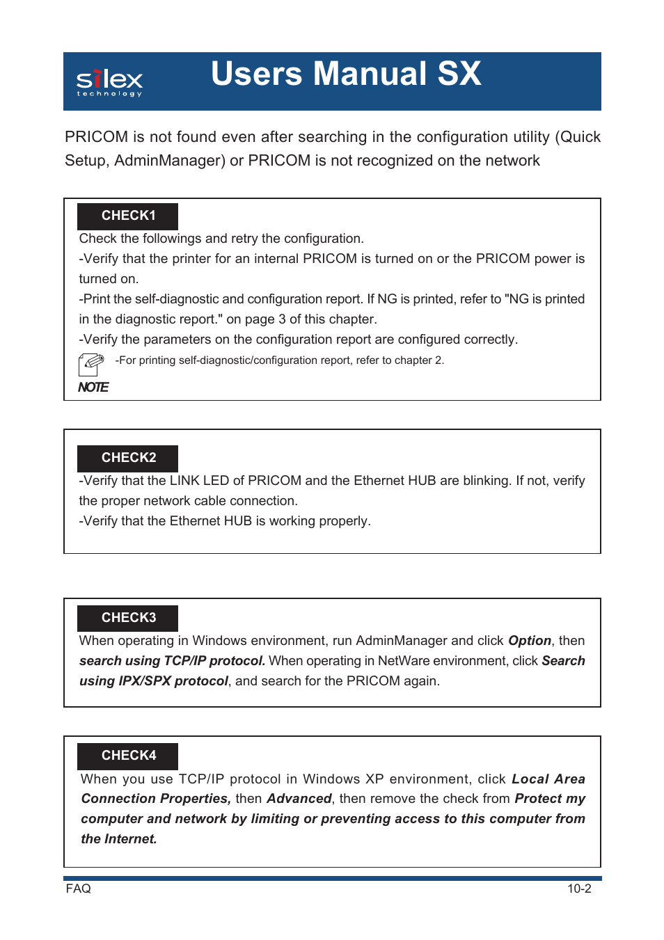 Users manual sx | Silex technology Mini Print Server PRICOM SX-300U User Manual | Page 163 / 191