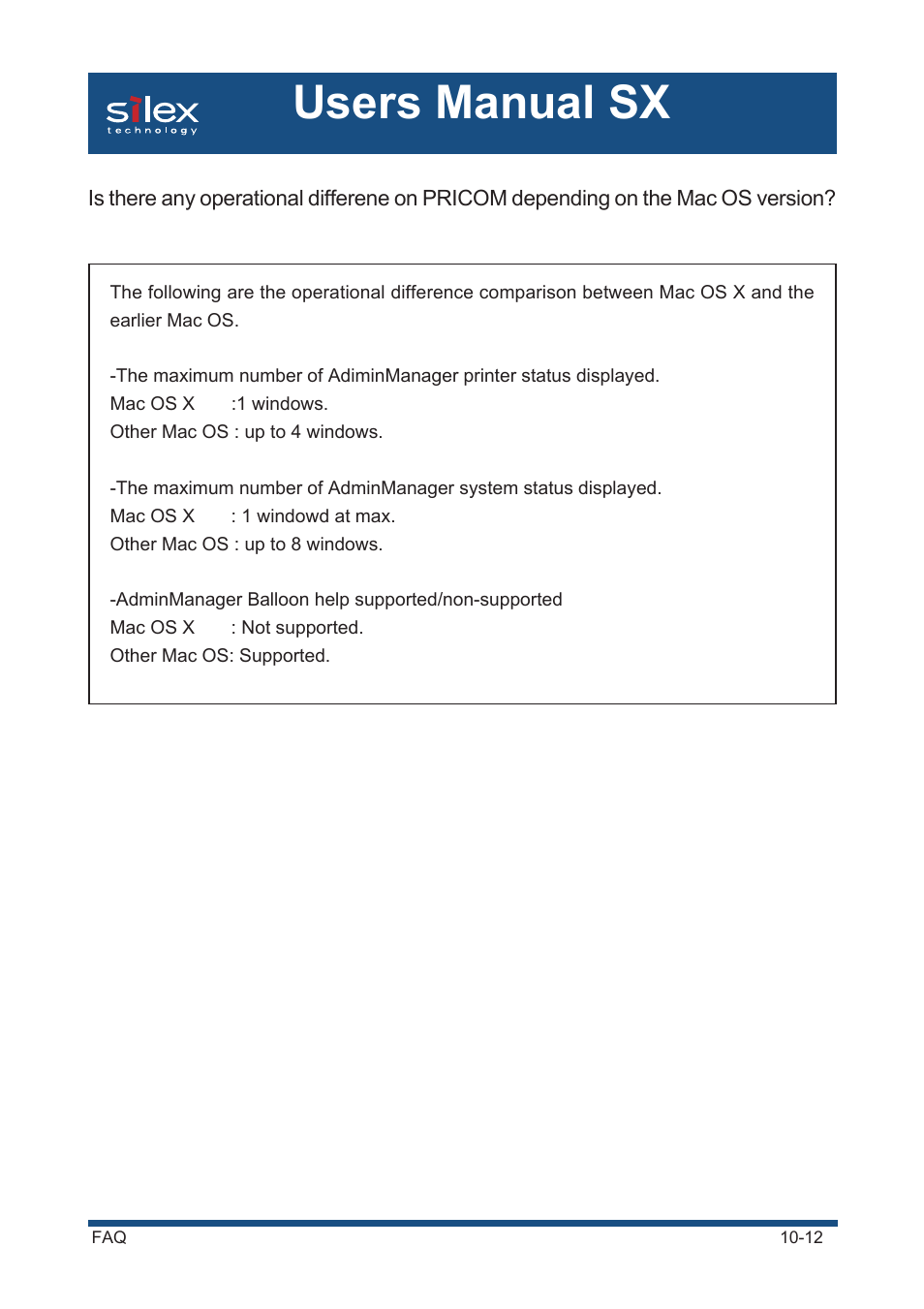 Users manual sx | Silex technology Mini Print Server PRICOM SX-300U User Manual | Page 173 / 191