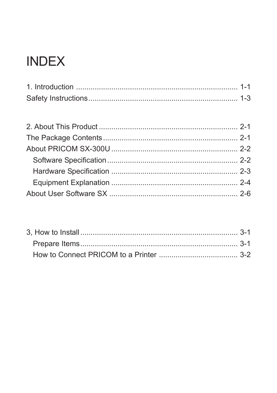 Index, Users manual sx | Silex technology Mini Print Server PRICOM SX-300U User Manual | Page 2 / 191