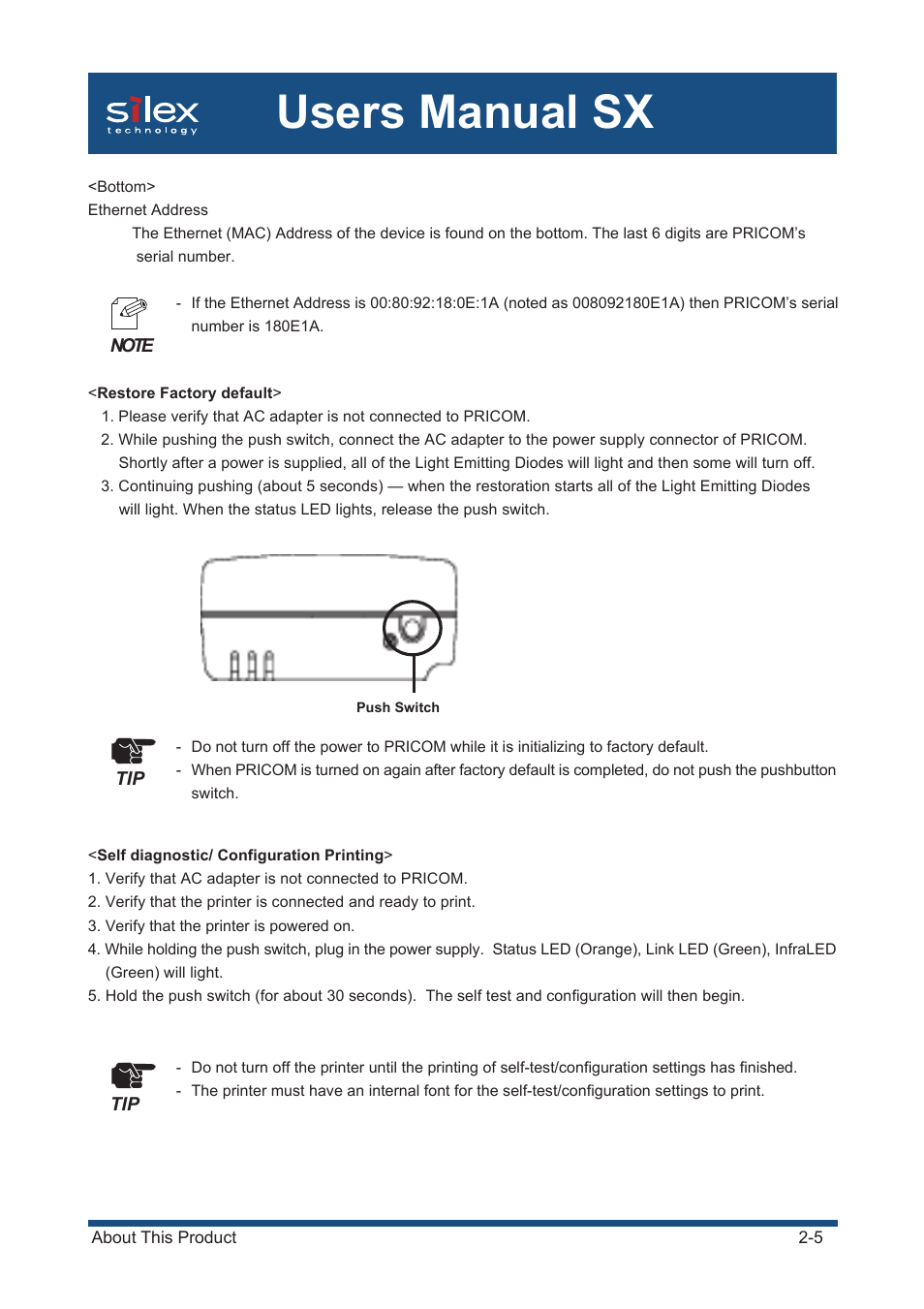 Users manual sx | Silex technology Mini Print Server PRICOM SX-300U User Manual | Page 21 / 191