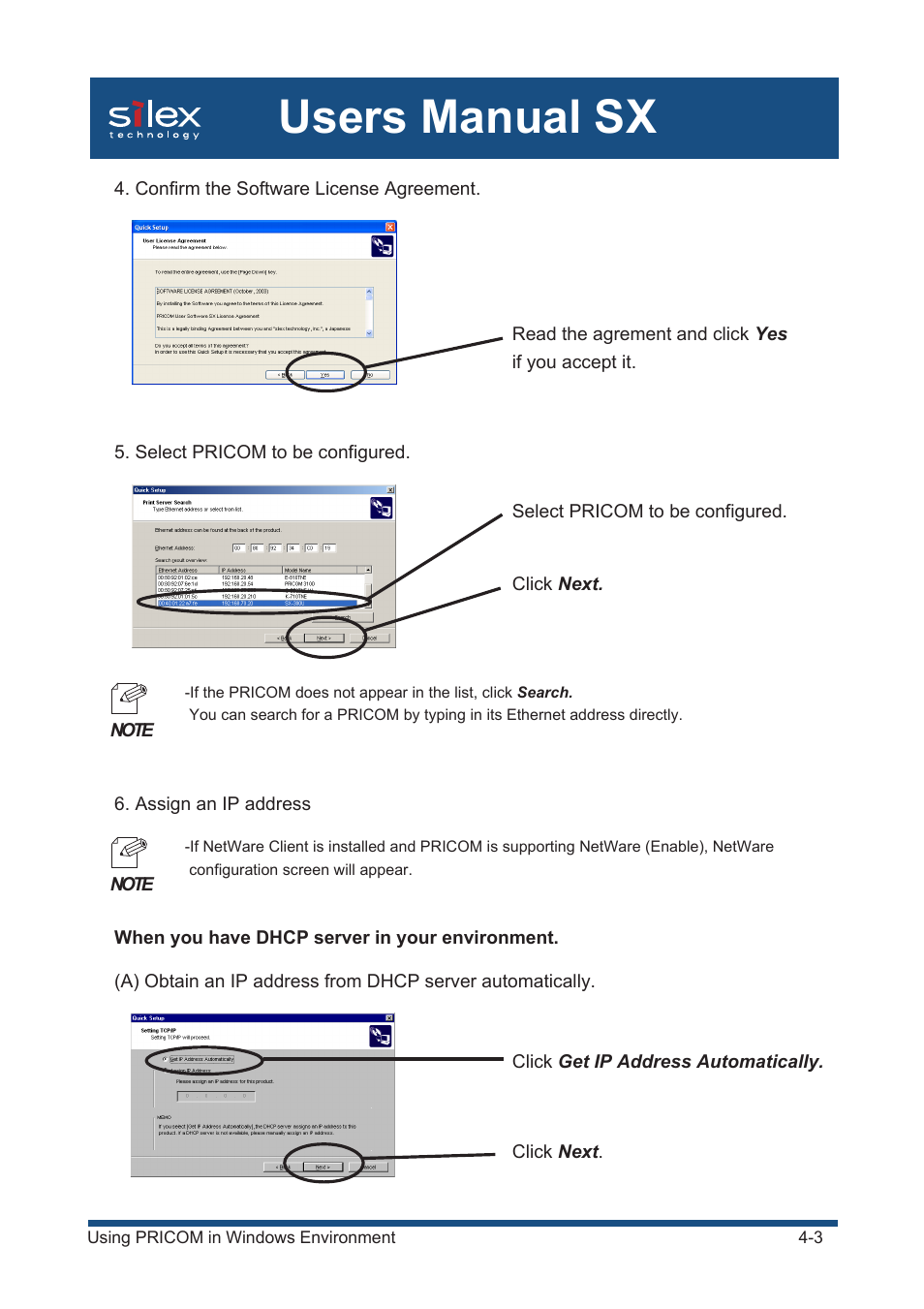 Users manual sx | Silex technology Mini Print Server PRICOM SX-300U User Manual | Page 28 / 191