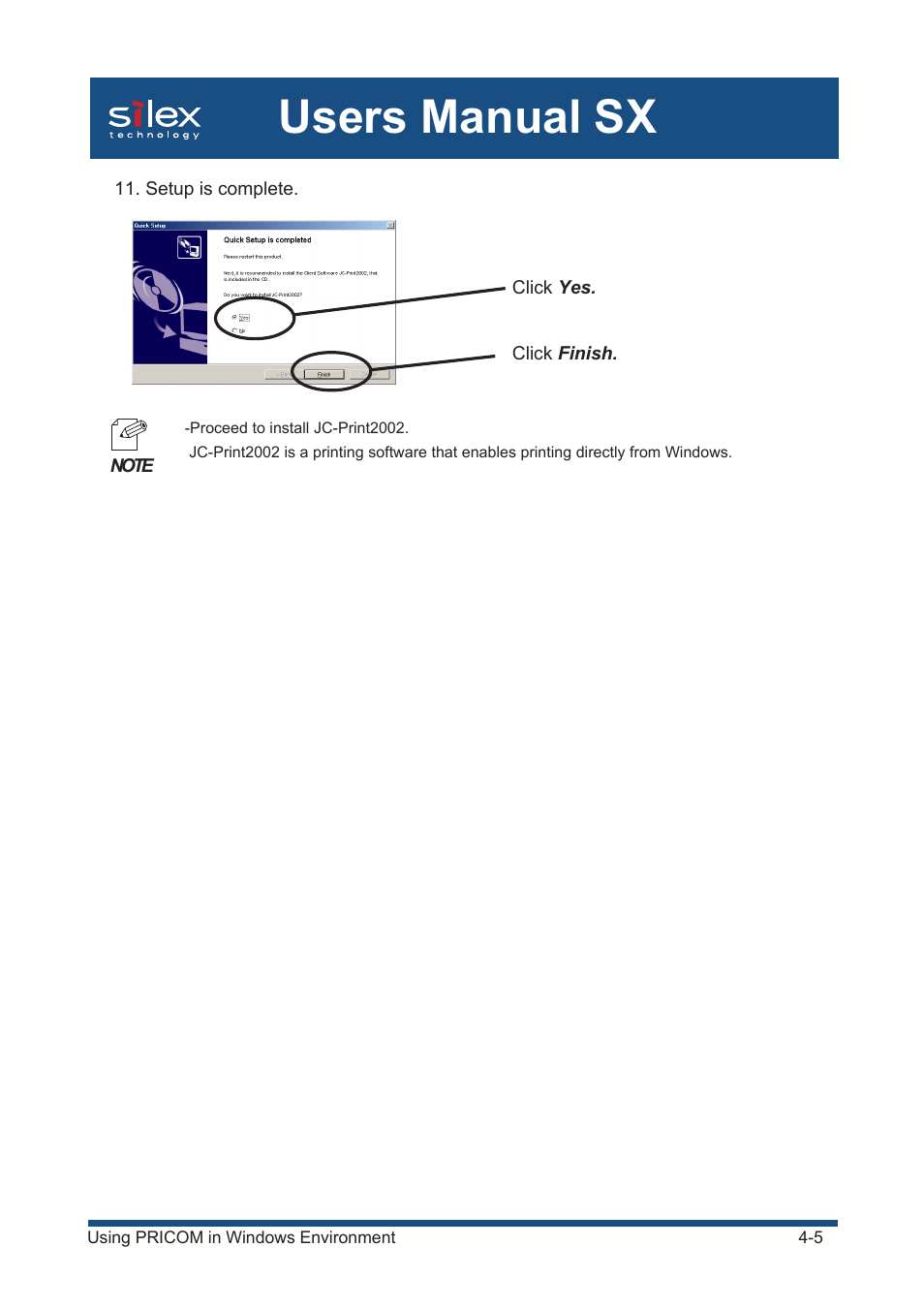 Users manual sx | Silex technology Mini Print Server PRICOM SX-300U User Manual | Page 30 / 191