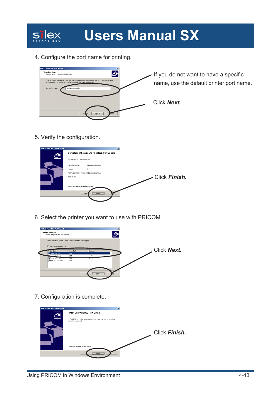 Users manual sx | Silex technology Mini Print Server PRICOM SX-300U User Manual | Page 38 / 191