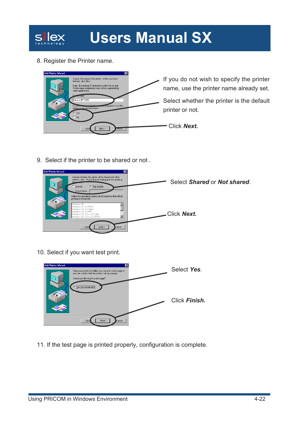 Users manual sx | Silex technology Mini Print Server PRICOM SX-300U User Manual | Page 47 / 191