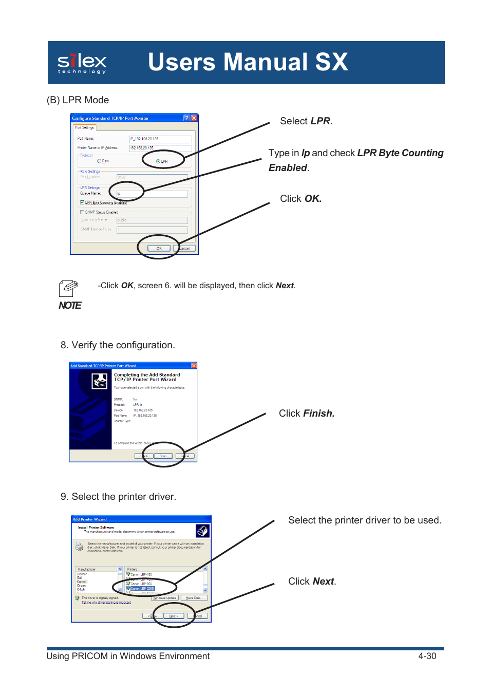Users manual sx | Silex technology Mini Print Server PRICOM SX-300U User Manual | Page 55 / 191