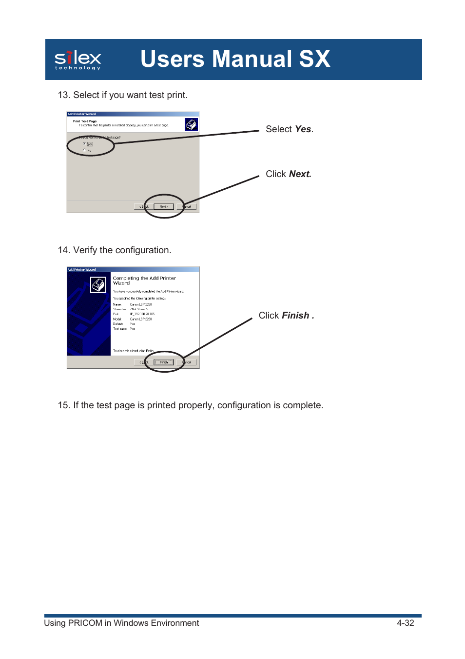 Users manual sx | Silex technology Mini Print Server PRICOM SX-300U User Manual | Page 57 / 191