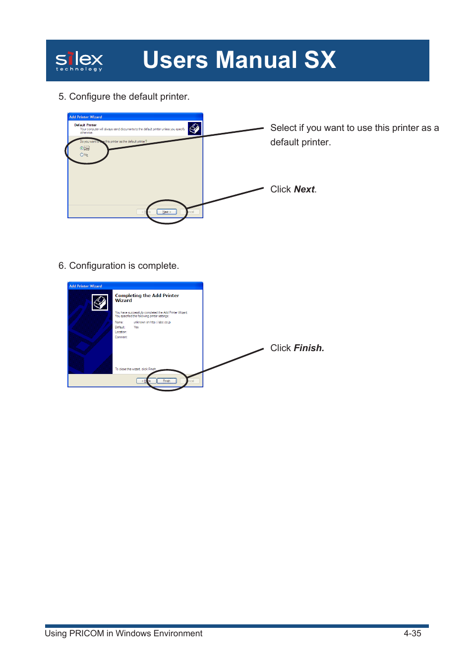 Users manual sx | Silex technology Mini Print Server PRICOM SX-300U User Manual | Page 60 / 191