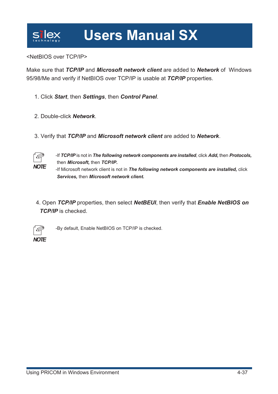 Users manual sx | Silex technology Mini Print Server PRICOM SX-300U User Manual | Page 62 / 191