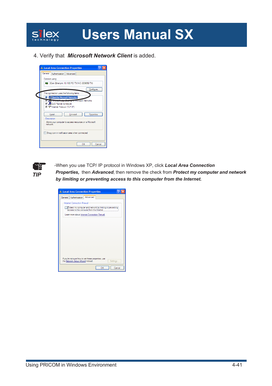 Users manual sx | Silex technology Mini Print Server PRICOM SX-300U User Manual | Page 66 / 191
