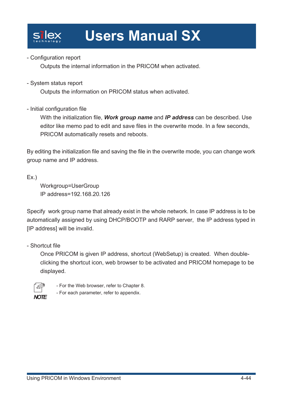 Users manual sx | Silex technology Mini Print Server PRICOM SX-300U User Manual | Page 69 / 191