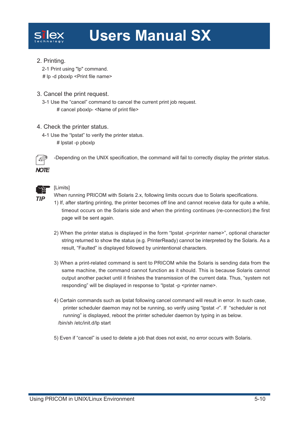 Users manual sx | Silex technology Mini Print Server PRICOM SX-300U User Manual | Page 79 / 191