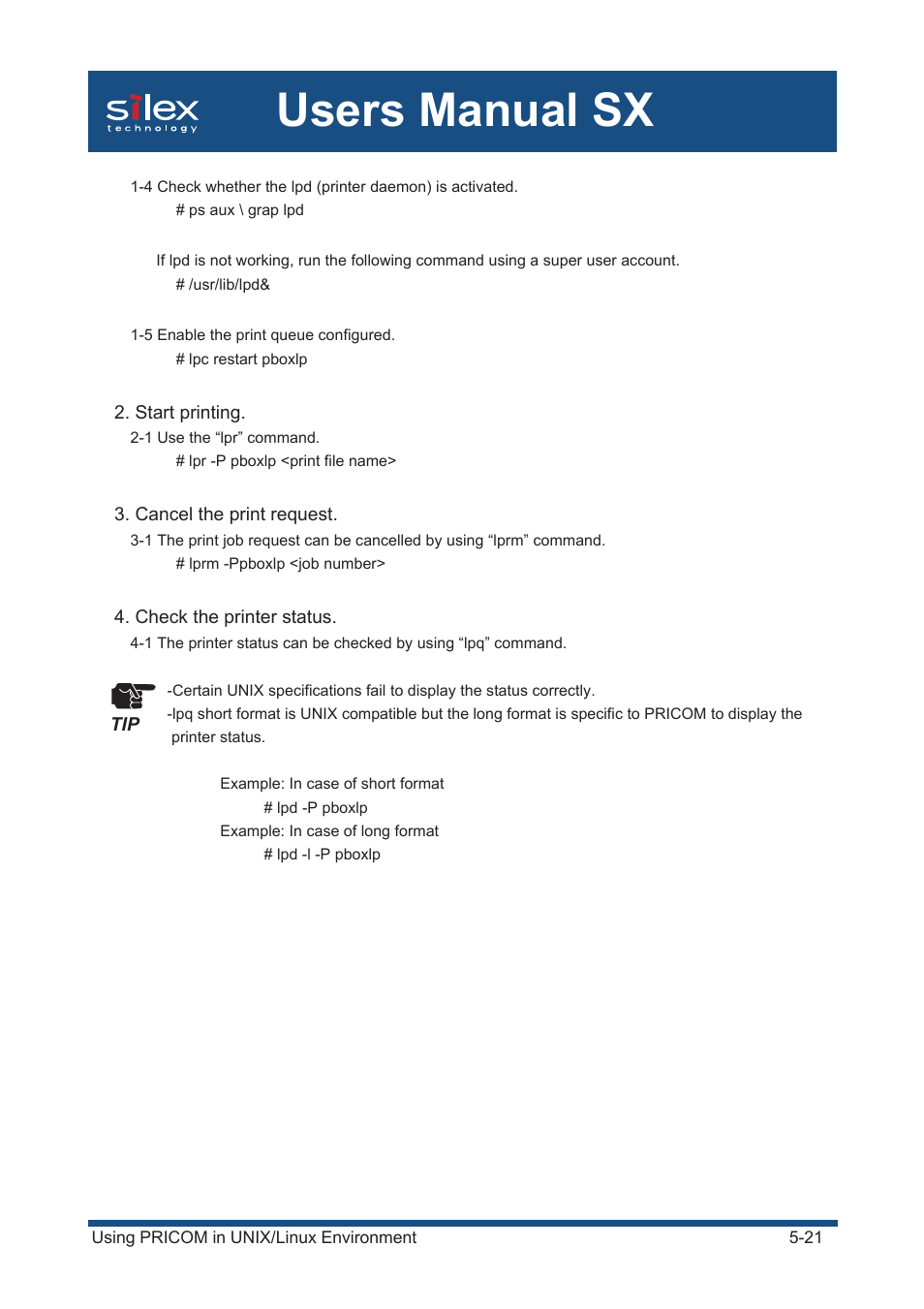 Users manual sx | Silex technology Mini Print Server PRICOM SX-300U User Manual | Page 90 / 191