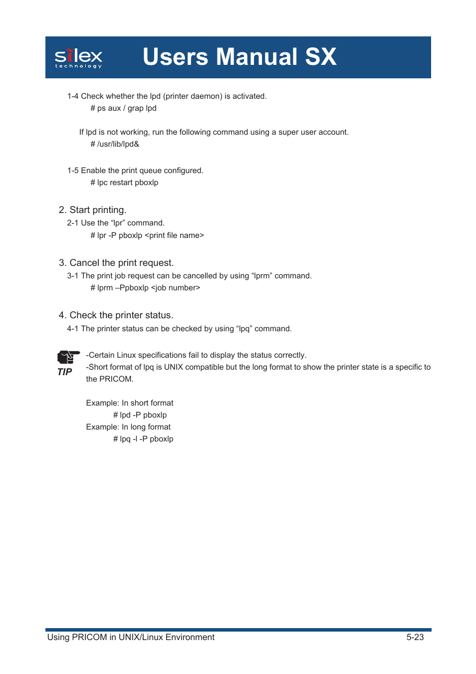 Users manual sx | Silex technology Mini Print Server PRICOM SX-300U User Manual | Page 92 / 191