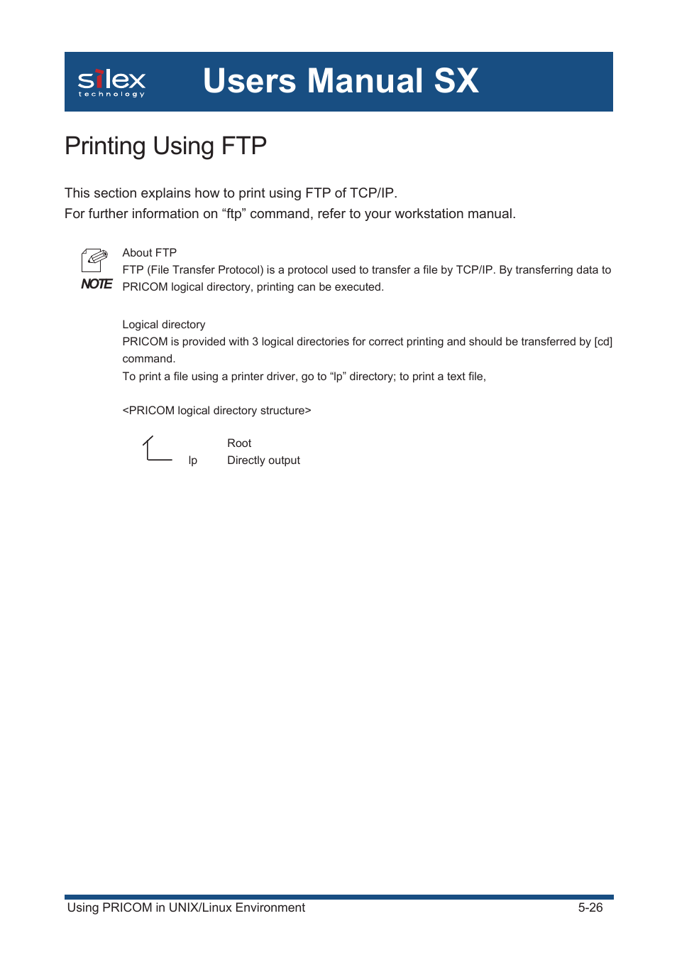 Printing using ftp, Users manual sx | Silex technology Mini Print Server PRICOM SX-300U User Manual | Page 95 / 191