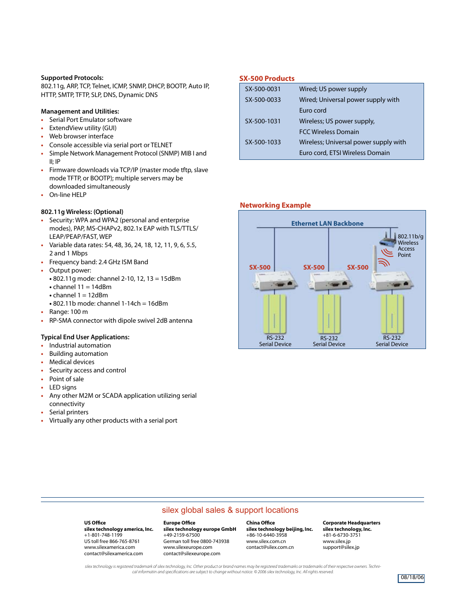 Silex global sales & support locations | Silex technology Silex SX-500 User Manual | Page 2 / 2