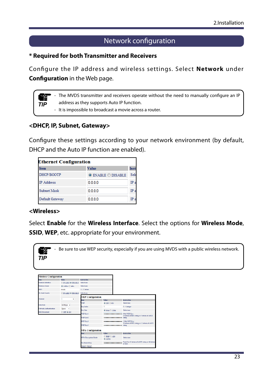 Network configuration | Silex technology Multicast Video Distribution System MVDS X-1 User Manual | Page 29 / 76