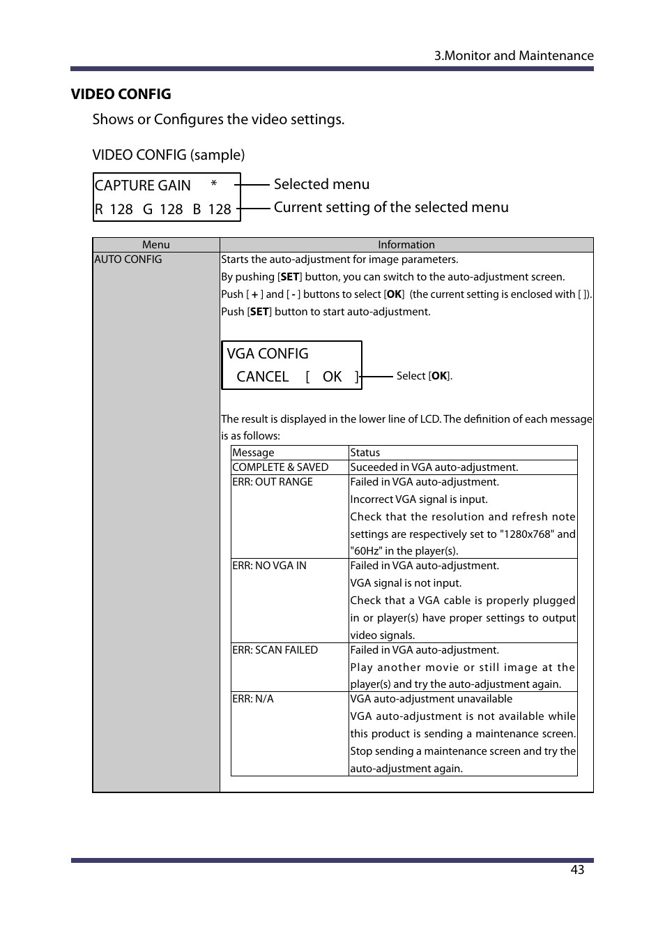Vga config cancel [ ok | Silex technology Multicast Video Distribution System MVDS X-1 User Manual | Page 49 / 76