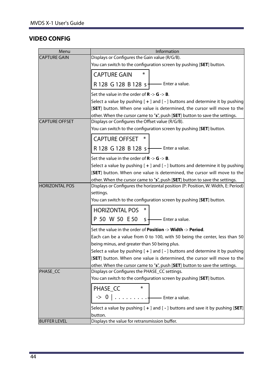 Phase_cc * -> 0, Video config | Silex technology Multicast Video Distribution System MVDS X-1 User Manual | Page 50 / 76