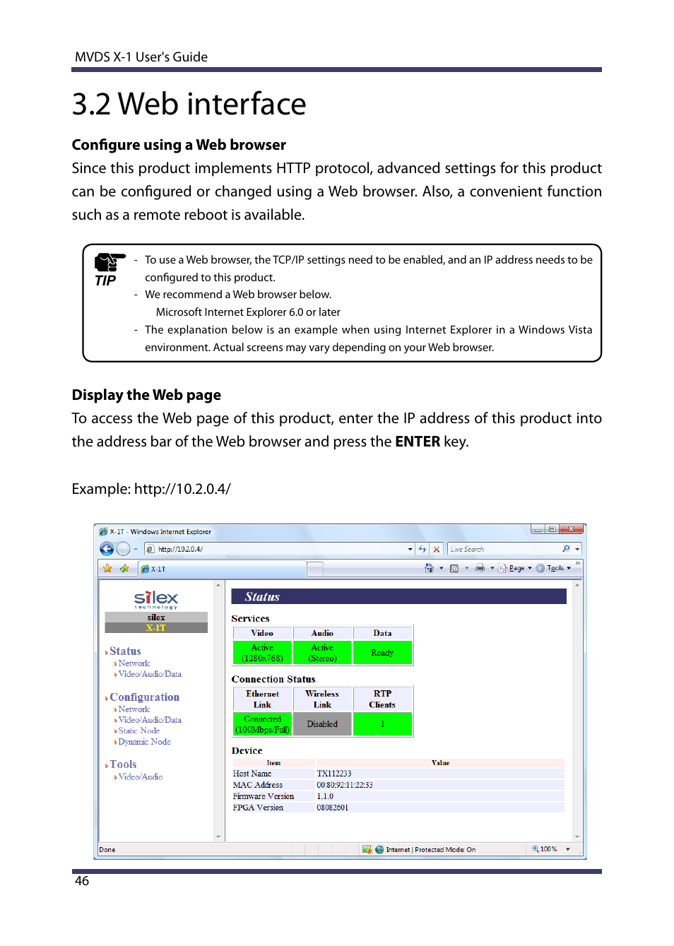 2 web interface | Silex technology Multicast Video Distribution System MVDS X-1 User Manual | Page 52 / 76