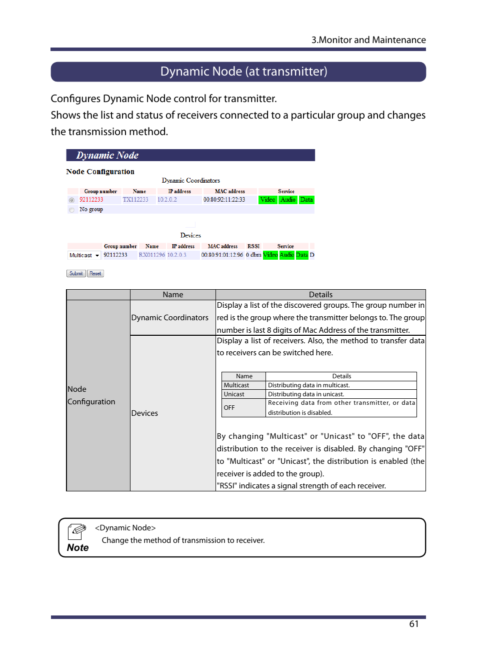 Dynamic node (at transmitter) | Silex technology Multicast Video Distribution System MVDS X-1 User Manual | Page 67 / 76