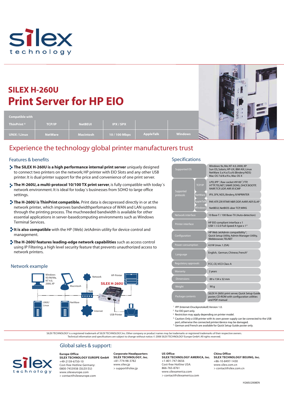 Silex technology Silex H-260U User Manual | 1 page