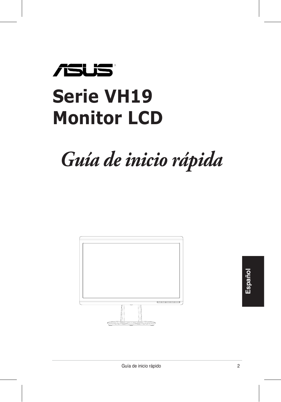 Guía de inicio rápida, Monitor lcd, Serie vh196 | Asus VH196 Series User Manual | Page 23 / 157