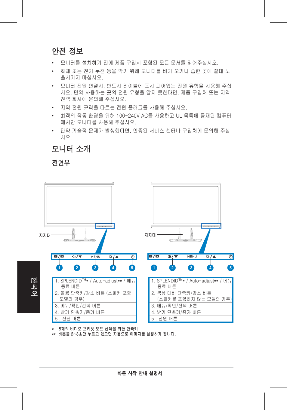 안전 정보, 모니터 소개 | Asus VH196 Series User Manual | Page 54 / 157